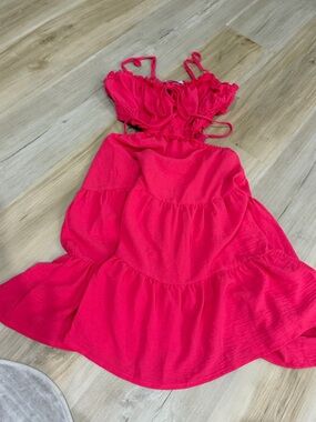 Girls' Hot Pink Tiered Sundress with Ruffle Bodice